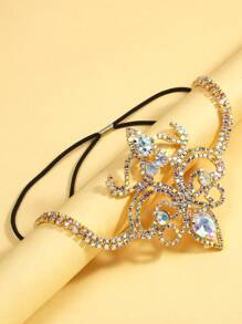 STONEFANS 1 Pc Sexy Elastic Rhinestone Leg Chain, Geometric Design Body Jewelry, European & American Fashion - Gold - View 3