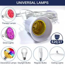 1 pieza/2 piezas Cable de extensión para lámpara colgante de 13 pies con casquillo E26/E27 compatible con interruptor + ganchos + enchufe de 2 patas para EE. UU. Casquillo para lámpara colgante en cocina, dormitorio, restaurante