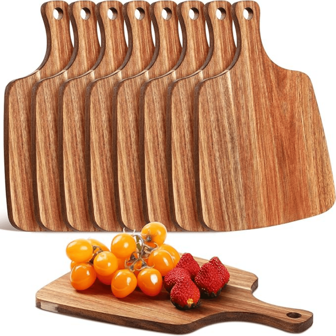 1pc Cheese Board With Handle, Wooden Sushi Tray, Multipurpose Cheese & Charcuterie Board, Fruit Wood Platter With Hanging Option, Essential For Fruit, Vegetable, Steak, Bread, Meat, Home, Apartment, Dorm