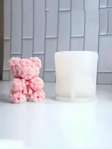 1 件全新情人节 3D 玫瑰花蝴蝶结熊形创意礼物、DIY 节日装饰饰品工艺品、可爱动物香薰蜡烛硅胶模具 - 白色 - 查看 11