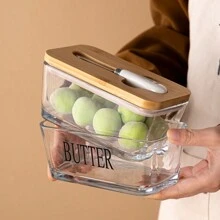 Rectangular Sealed Glass Butter Dish With Lid And Butter Knife, Middle East Hot-Selling Airtight Cheese Storage Container For Home Use