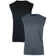 2-Pack Men's Moisture-Wicking Activewear Performance Muscle Tee - Black - Charcoal - View 1