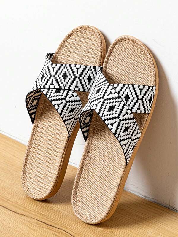 Unisex Linen Slippers, Non-Slip Indoor Outdoor Sandals For Spring Summer Autumn, Beach Holiday Home