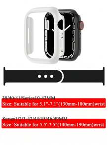 Set de 2 piezas Funda protectora de marco duro de PC (protector de pantalla no incluido), marco protector resistente a los arañazos y brazalete deportivo de silicona, compatible con correas para Apple Watch de 40 mm, 38 mm, 41 mm, 42 mm, 44 mm, 45 mm, 46 mm, 49 mm, unisex; brazalete suave y resistente al agua, banda deportiva reemplazable, compatible con Apple Watch Ultra, 11, 10, 9, 8, 7, 6, 5, 4, 3, 2, 1, SE Series - blanco/blanco - Ver 3