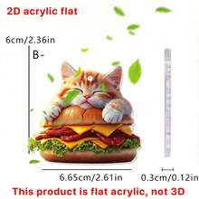 1 Piece, Cute Cat Burger Pendant, 2D Flat Acrylic Decorative Pendant, Ideal Gift For Keychain Accessories, Packaging Decorations, Anniversaries, And Valentine's Day.