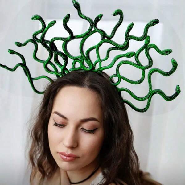 1pc Medusa Head Hair Hoop Cosplay Hair Accessory Masquerade Makeup Prop, Greek Mythology Snake Head Headpiece Halloween