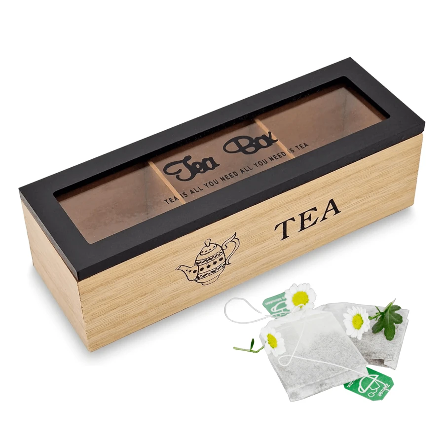 Caja Organizadora Para Té/café Madera 3 Compartimentos Minimalista - Caja Té - Ver 1
