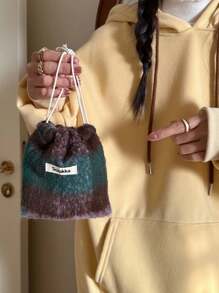 Woolen Storage Bag Small Cloth Bag Lipstick Bag Portable Cosmetic Bag Female Storage Cosmetics Drawstring Bag - Multicolor - View 5