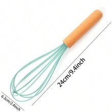 Fouet en silicone avec manche en bois - Tête de fouet noire avec manche en bois - Fouet pour la pâte à pancakes, les œufs et les blancs d'œufs, le mélange de gâteau, le mélange, le jus et les sauces