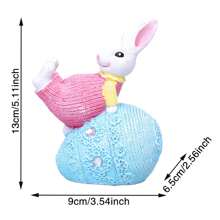 1 件复活节兔子雕像装饰兔子雕塑装饰迷人桌面装饰适合复活节快乐派对家居装饰 - 彩色 - 查看 9