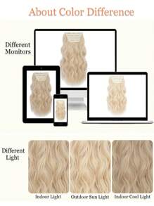 20inch Hair Extensions Clip In 4PCS Wavy Hair Extension Bleach Blonde Hair Extensions For Women - Gold - View 8