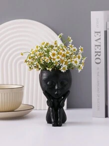 1pc Polyresin Plant Pot, Nordic Figure Design Flower Pot For Home Decor