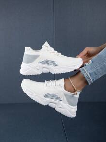 Women's Outdoor Bicolor Soft Bottom Wide Fit Fashion Casual Sports Shoes, Lightweight & , Suitable For Driving