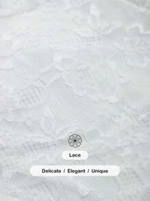 Lace Contrast Mesh Appliques Wedding Dress - White - View 3