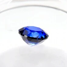 One 100% Lab Grown Sapphire Round Cut Gemstone For Charms Advanced Jewelry Making Materials DIY - Blue - View 2