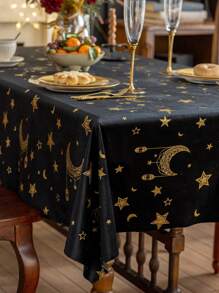 1pc Rectangular Star Pattern Tablecloth, Multiple Size Options, Suitable For Living Room, Dining Room, Home Decor, And Room Decor, Fit For Holiday Party Decoration Or Dining Table Decoration