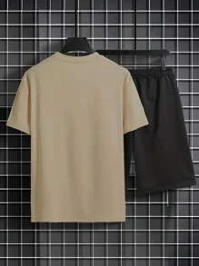 Kit Camiseta Caqui + Bermuda de Moletom Modelo "Los Angeles New World" Estilo Tumblr Moderno - LANÇAMENTO/PROMOÇÃO ESPECIAL - Caqui - Visão 3