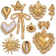 5 件不锈钢时尚太阳心丘比特蝴蝶结吊坠 DIY 项链耳环珠宝配饰制作 - 吊墜 - 查看 5