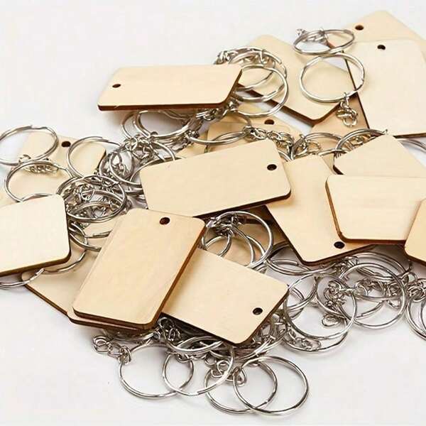 1 caixa de 120/150/300 peças (ou 1 pacote de 30/60/90 peças) kits de pingentes de chaveiro de madeira faça você mesmo, presentes de pingentes de chaveiro inacabados, com alças - blocos retangulares de madeira para personalizar o artesanato do cabo do chaveiro, adequado para decoração de chaveiro, fabricação de etiquetas faça você mesmo, decoração de bagagem, faça você mesmo para feriados, multiuso, resistente, presentes cuidadosamente selecionados (tamanho: 10/20/30/40/50/100 conjuntos)