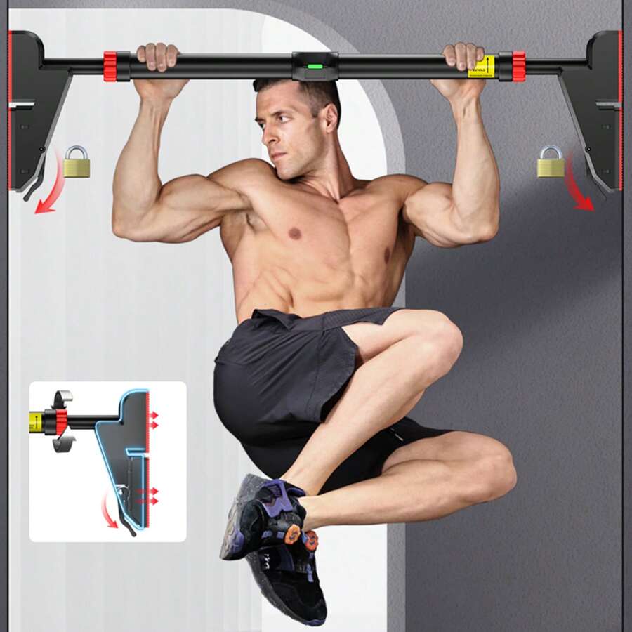 Klimmzugstange für Türrahmen, verstellbare 30''-37'' Türrahmen Klimmzugstange mit Verriegelung für Home Gym Oberkörper Workout - Schwarz - Übersicht 1