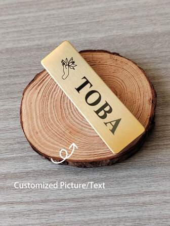 Custom 7x2cm Brushed Gold Metallic Lapel Pin, Stainless Steel Engraved Black Nameplate, Non-Fading, Gift For Teachers, Appreciation, Back To School