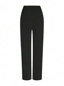 cimmuovere Valentine's Day Heart Print V-Neck Dual Pocket Short Sleeve Breathable Top + Dual Pocket Elastic Waist Loose Solid Color Casual Pants, Scrub Uniforms Nurse Scrub Uniforms Workwear Dentist Healthcare Pet Hospital Laboratory Set - Black and White - View 7