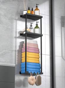 1 件式毛巾架无需钻孔 – 毛巾架自粘式带架子，浴巾架，用于浴室墙壁粘合