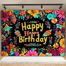 1 pieza Telón de fondo de fotografía con tema de carnaval mexicano, de varios tamaños, decoración de fondo para fiesta de cumpleaños de carnaval, banner de boda, suministros para mesa de pastel de cumpleaños familiar, accesorios de photocall - 1 - Ver 4