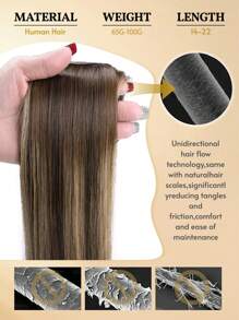 4#/27/4# Ombre Medium Brown To Strawberry Blonde 100% Human Hair Ponytail Extensions, Long Straight Wrap-Around Ponytail, One-Piece Human Hair Hairpiece, For Women - S4/27/4 - View 8