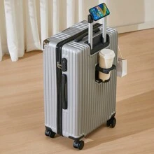 28 Inch Large Capacity Luggage Suitcase With Lock, Portable Travel Case For Easy Travel Bag For School School Accessories School Stuff - Silver - View 3