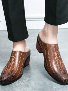 男士时尚尖头高跟皮鞋 - 棕色 - 查看 3