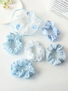 6 Peças Elásticos de Cabelo Refrescantes para Primavera/Verão, Adequados para Uso Diário, Laços de Cabelo, Suportes de Rabo de Cavalo, Elásticos de Cabelo, Fitas de Cabelo