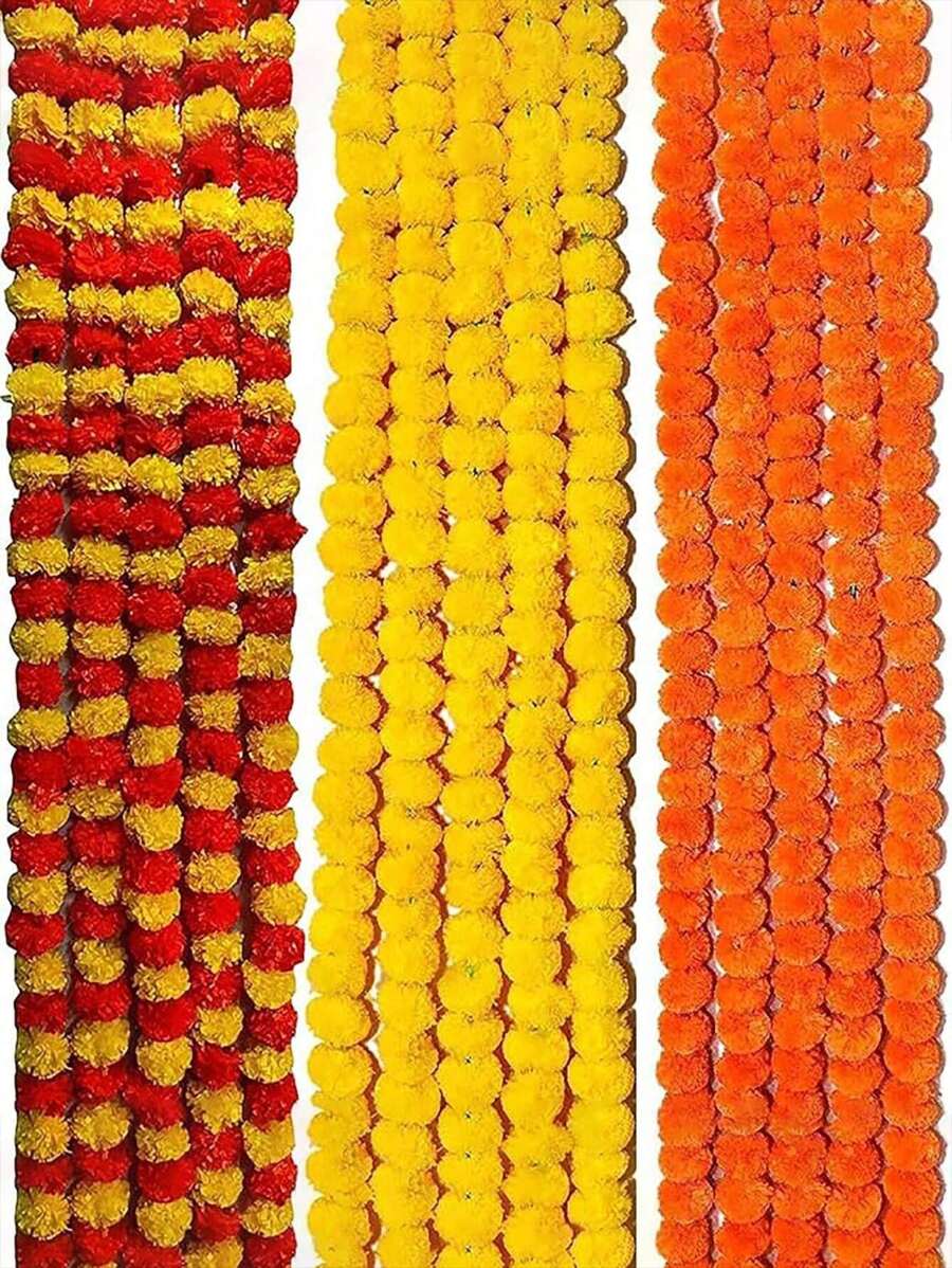 1pc Marigold Garland For Artificial Marigold Flowers For Christmas, Party Wreath, Artificial Flower Wreath, Wedding Decoration, Festival Decor, Spring Shrub Floral, Halloween/Thanksgiving/Fall Decoration Rama Decoration, Valentine's Day, Gift Home Decor Halloween Decor Room Decor - Multicolor - View 1