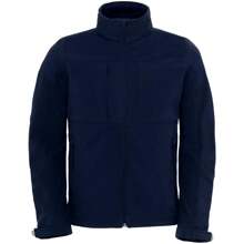 B&C Mens Hooded Softs Breathable, Waterproof & Windproof Jacket (Fleece Lining) (Navy Blue) - Blue - View 2