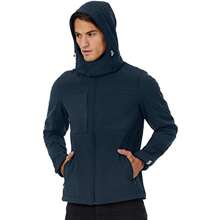 B&C Mens Hooded Softs Breathable, Waterproof & Windproof Jacket (Fleece Lining) (Navy Blue) - Blue - View 5