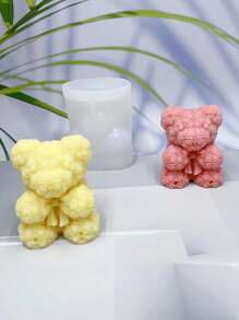 1 件全新情人节 3D 玫瑰花蝴蝶结熊形创意礼物、DIY 节日装饰饰品工艺品、可爱动物香薰蜡烛硅胶模具 - 白色 - 查看 4