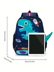 Playful Dinosaur-Themed Backpack For Daily Use - Blue - View 2