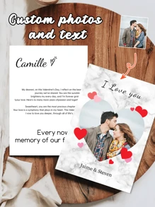 1pc Customized Photo Funny Card, "I Love You" Photo Card | Valentine's Day Card | Personalized Card, Couple Gift, Anniversary Card, Gift For Her, Printed Design - Multicolor - View 1