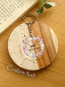 1 Piece Custom Keychain Circular Acrylic Keychain High Transparency Acrylic Keychain Car Key Decoration Accessories Custom Text Suitable For Holiday Gifts, Valentine's Day Gifts, Mother's Day Gifts, Keychain, Bag Charms, School Supplies, For Teenagers, Junior High School Students, Middle School Students, High School Senior High School Students, College Students, University Students, Freshman, Sophomore, Underclassmen,Delicate Romance, Utilitarian Chic - Multicolor - View 2