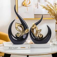 1/2 PCS White Silver Home Decor Accent Ceramic Statue Abstract Sculptures Centerpieces Mid Century Modern Decor For Tables Coffee Table Top Decorations For Living Room Desktop Shelf Dining Room Kitchen,Suitable For Home Decor, Bedroom Decor, Office And Students, The Best Christmas Gift,Wintertime Valentine's Day Gift,Decorative Items For Eid Al-Fitr In The Middle East