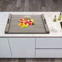 Noodle Board Stove Cover-Wood Stove Top Covers W/Handles For Electric Stove - 灰色 - 查看 8