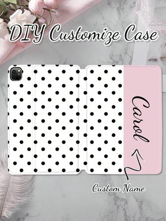 1pc Customized Polka Dot Protective Leather Case Cover Suitable For IPad Pro 13, Air 13 Models, For Couples, Family, Pets, Children