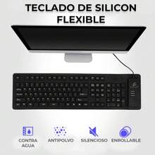 Teclado Alambrico Flexible Usb Pc Laptop Contra Agua CON NUMERICO - Negro - Ver 4