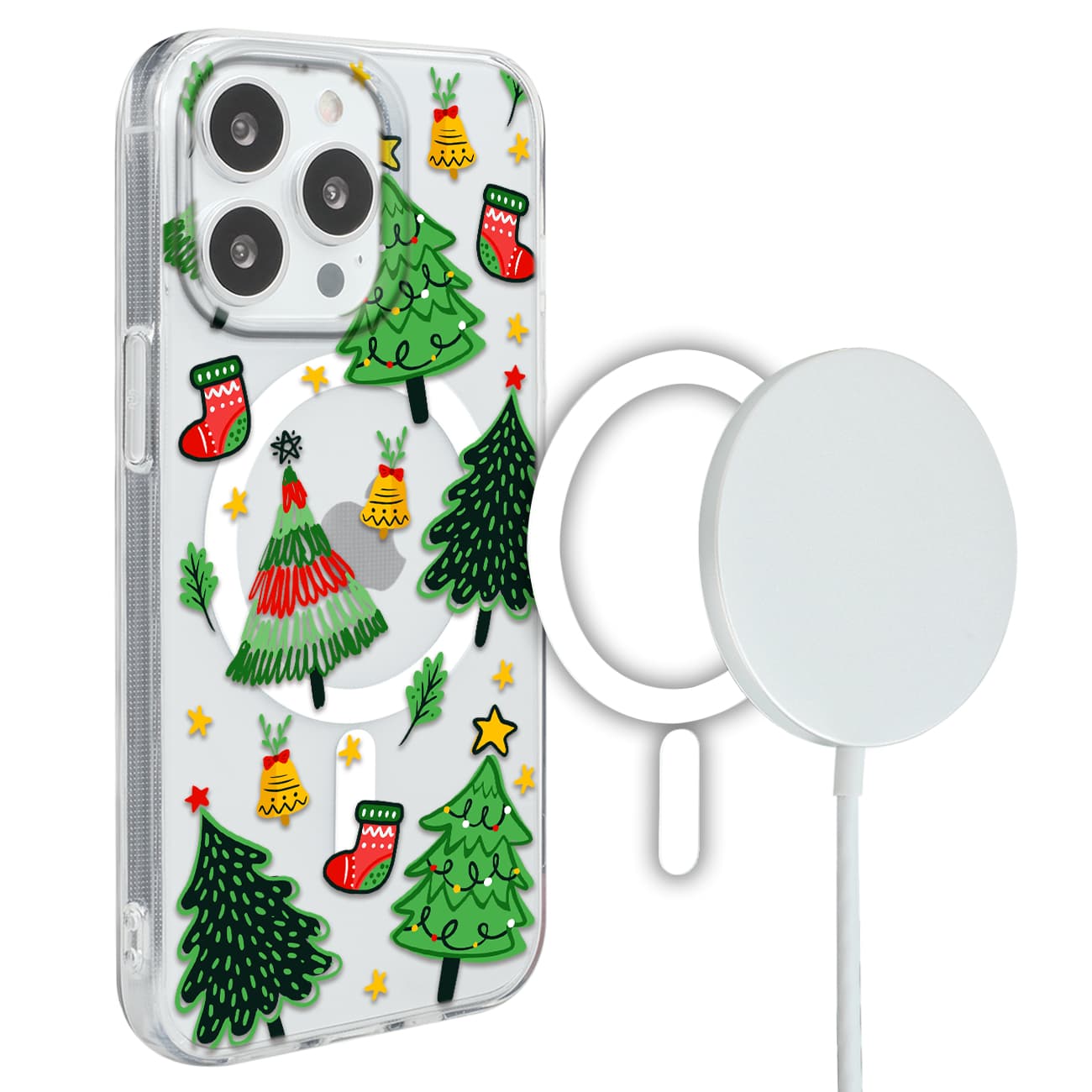 INSTACASE Compatible With IPhone Case Tree Pattern IPhone Case Christmas, IPhone Case Tree Pattern, IPhone Case For Women, Shockproof TPU. - Transparent - View 1