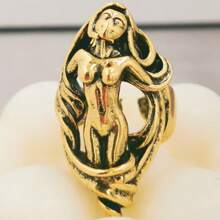1pc Nude Girl Pendant Ring, Unique European & American Style Open Finger Ring, Christmas, New Year, Valentine's Day Holiday Gift - Antique Silver - View 10