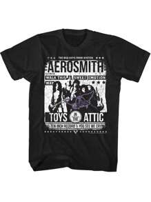 Music, Seaside Posters, Toys, Attic, Walking This Path, Sweet Emotions1 Piece, 100% Cotton, Printed T-Shirt, Seasonal Casual Men's T-Shirt, Round Neck Cotton Short-Sleeved T-Shirt, Holiday Gift. - 黑色 - 查看 1