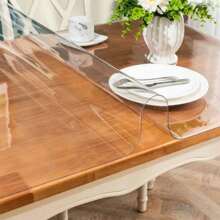 PVC Clear Table Protector -Multisize Thick Transparent Plastic Desk Covers For Rectangular Nightstands Protect Your Desk From Scratches, Stains, And Everyday Wear. - Transparent-1.0mm - View 7