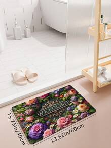 1 pieza Felpudo de entrada con estampado floral de primavera fresca, alfombra de baño antideslizante y absorbente de agua, alfombra de piso de entrada para decoración del hogar, decoración de baño del hogar, alfombra de piso, alfombra de puerta de verano, accesorios de baño, de regreso a la escuela