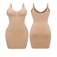 Women's Shapewear Slips For Under Dresses Tummy Control Seamless Full Silps V-Neck Spaghetti Strap - Beige - View 7
