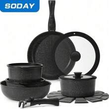 [Official]SODAY Pots And Pans Set,Non Stick Cookware Sets With Removable Handle,15pcs Kitchen Set,Oven Safe, Induction Ready, RV Set - White - View 3